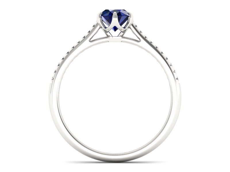 Złoty pierścionek z szafirem i brylantami białe złoto - p16493bsz — zdjęcie 2