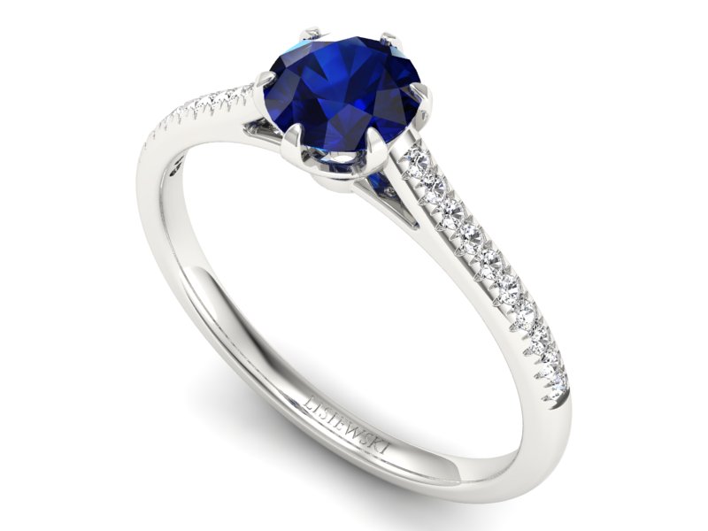 Złoty pierścionek z szafirem i brylantami białe złoto - p16493bsz — zdjęcie 3