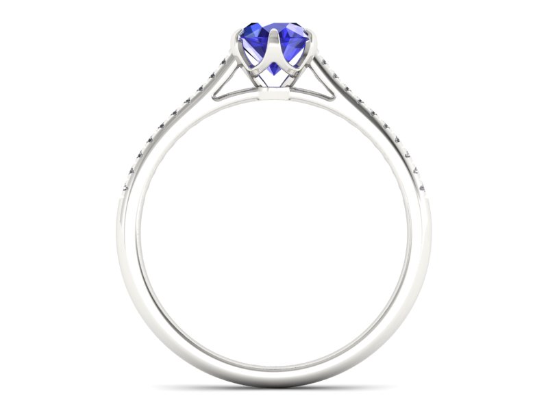 Pierścionek z szafirem i brylantami białe złoto - p16493bszc — zdjęcie 2