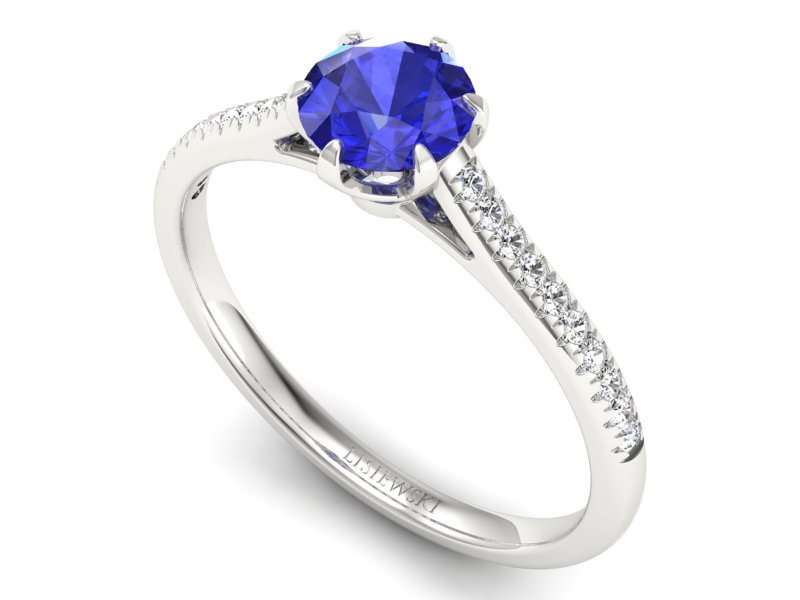 Pierścionek z szafirem i brylantami białe złoto - p16493bszc — zdjęcie 3
