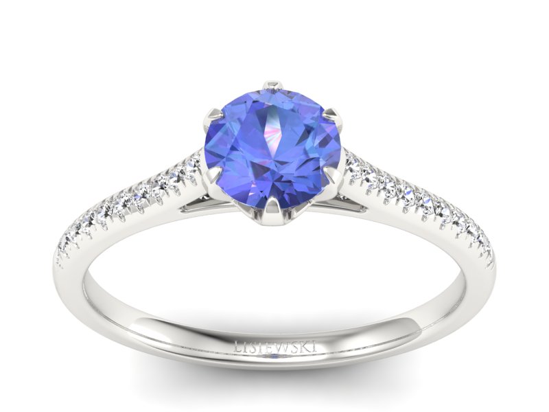 Pierścionek z tanzanitem białe złoto i brylantami - p16493bt