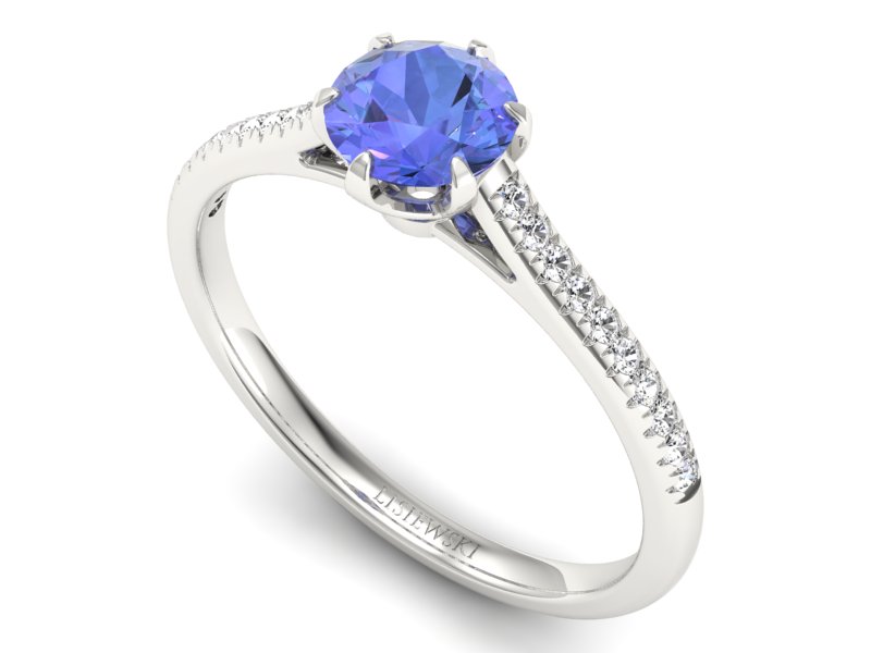Pierścionek z tanzanitem białe złoto i brylantami - p16493bt — zdjęcie 3