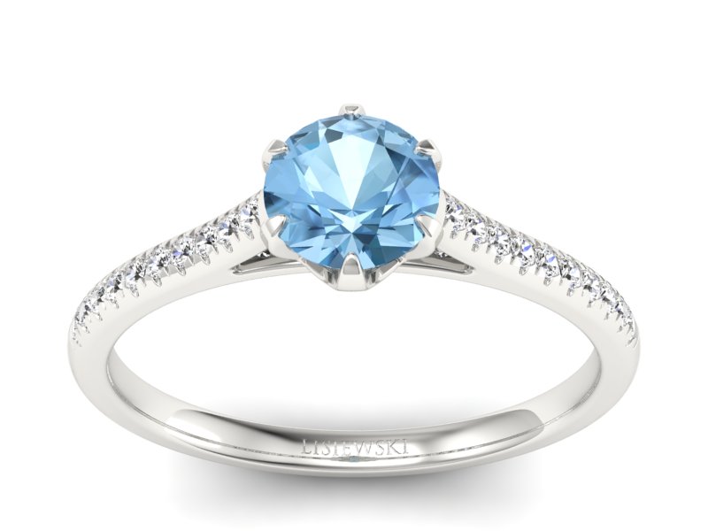 Pierścionek z topazem i brylantami białe złoto - p16493btp