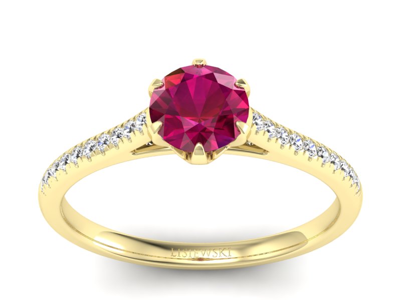 Pierścionek z rubinem i brylantami - p16493zr