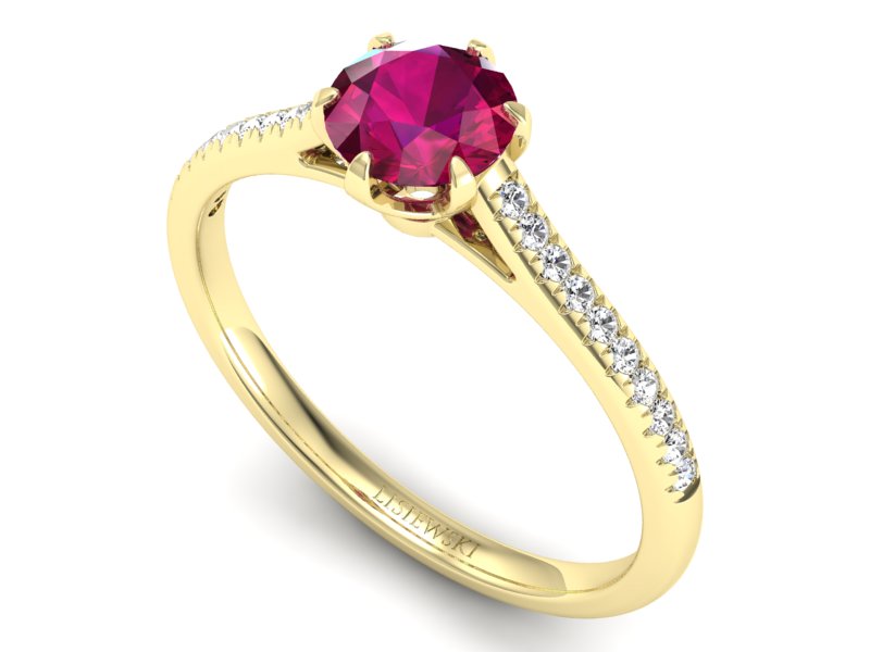 Pierścionek z rubinem i brylantami - p16493zr — zdjęcie 3
