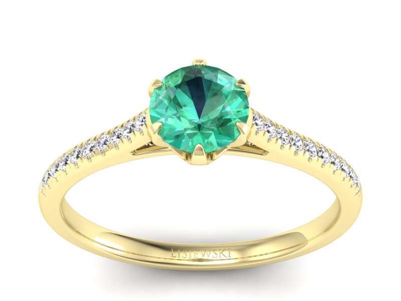 Złoty pierścionek ze szmaragdem i brylantami - p16493zsm