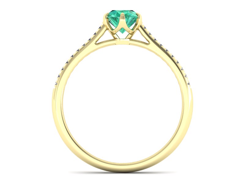 Złoty pierścionek ze szmaragdem i brylantami - p16493zsm — zdjęcie 2