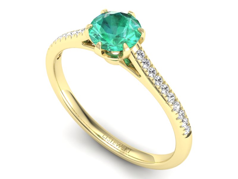 Złoty pierścionek ze szmaragdem i brylantami - p16493zsm — zdjęcie 3