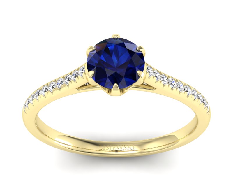 Złoty pierścionek z szafirem i brylantami - p16493zsz