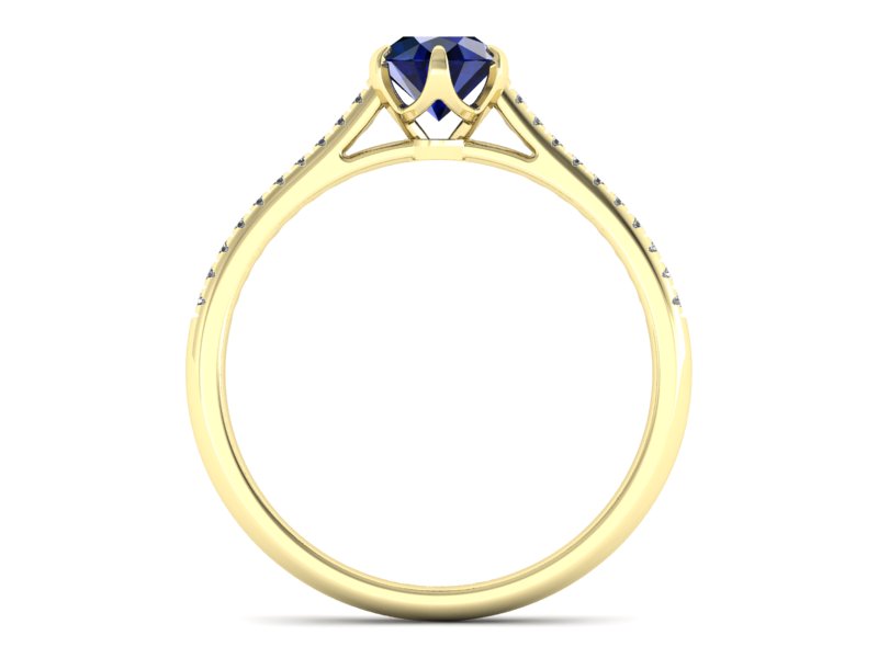 Złoty pierścionek z szafirem i brylantami - p16493zsz — zdjęcie 2