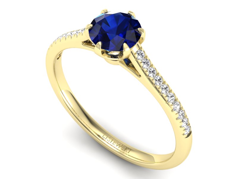 Złoty pierścionek z szafirem i brylantami - p16493zsz — zdjęcie 3