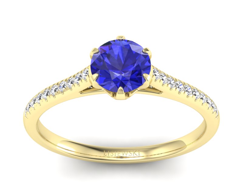 Złoty pierścionek z szafirem i brylantami - p16493zszc