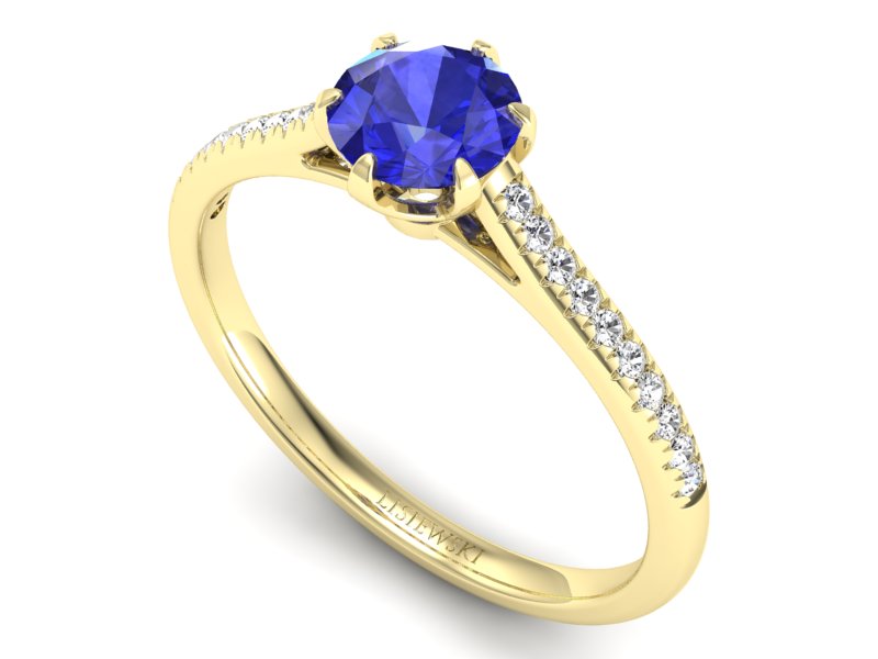 Złoty pierścionek z szafirem i brylantami - p16493zszc — zdjęcie 3