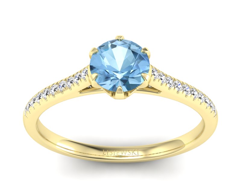 Złoty pierścionek z topazem i brylantami - p16493ztp