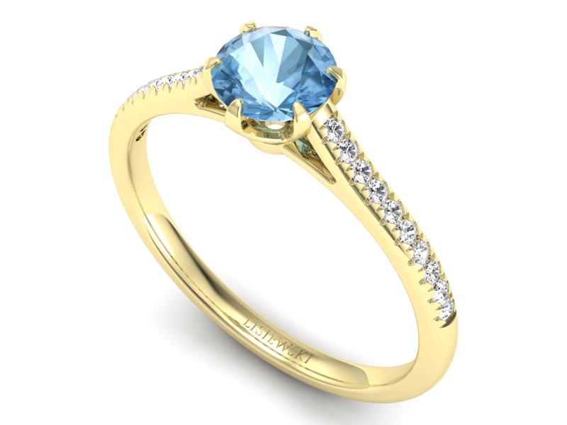 Złoty pierścionek z topazem i brylantami - p16493ztp — zdjęcie 3