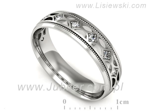 Pierscionek Obrączka z brylantami białe złoto próba 585 - p16494b- 1