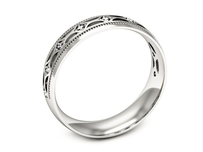 Pierścionek obrączka z brylantami białe złoto - p16494b — zdjęcie 3