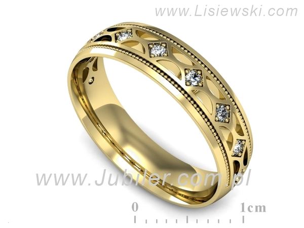 obrączka ślubna z brylantami żółte złoto próba 585 - p16494z- 1