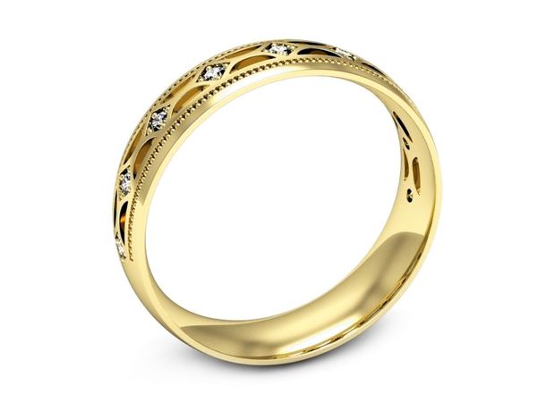 obrączka ślubna z brylantami żółte złoto próba 585 - p16494z