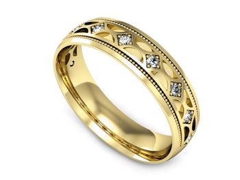 obrączka ślubna z brylantami żółte złoto próba 585 - p16494z - 1