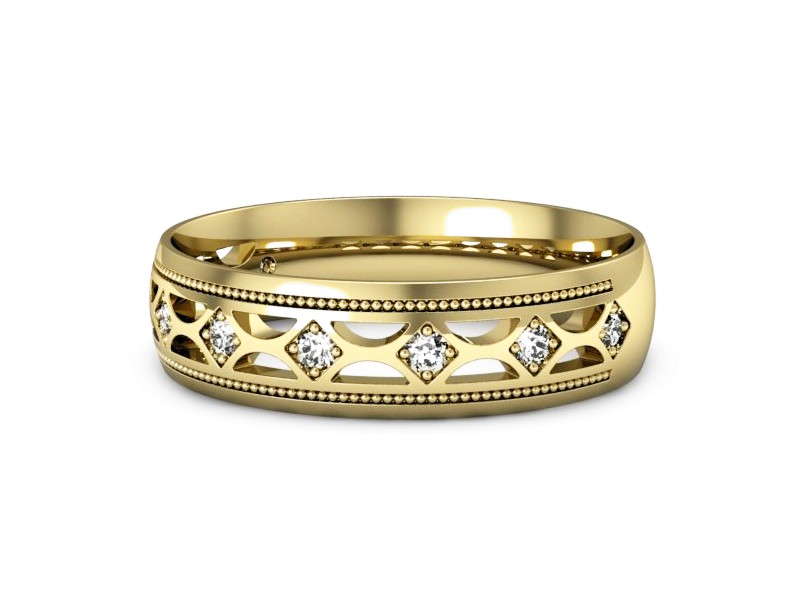 Obrączka ślubna z brylantami żółte złoto - p16494z — zdjęcie 2