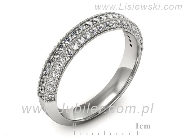 Pierscionek Obrączka z brylantami białe złoto próba 585 - p16499b- 1