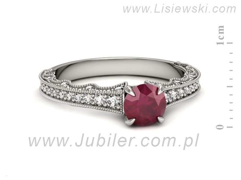 Pierścionek z rubinem i brylantami białe złoto - p16500br — zdjęcie 2