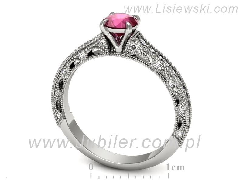 Pierścionek z rubinem i brylantami białe złoto - p16500br — zdjęcie 3