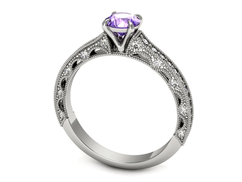 Pierścionek z tanzanitem białe złoto i brylantami - p16500bt — zdjęcie 3