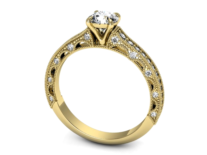 Złoty pierścionek z brylantami żółte złoto - p16500z — zdjęcie 3