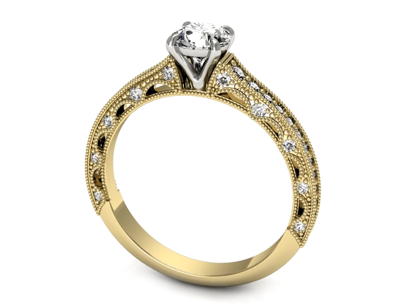 Pierścionek z diamentami żółte i białe złoto - p16500zb — zdjęcie 3