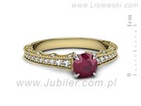 Pierścionek z rubinem i diamentami w żółtym i białym złocie - p16500zbr- 2