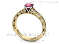 Pierścionek z rubinem i diamentami w żółtym i białym złocie - p16500zbr- 3