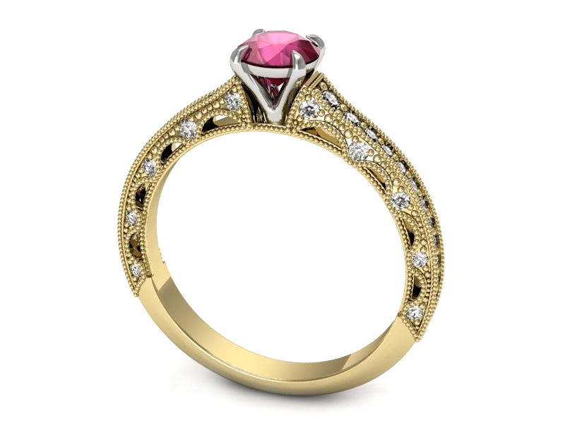 Pierścionek z rubinem i diamentami - p16500zbr — zdjęcie 3