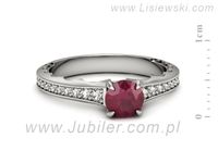 Pierścionek z rubinem białe złoto i brylantami proba 585 - p16501br- 2