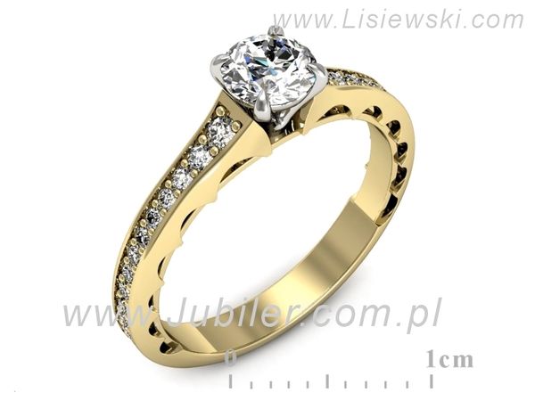 Pierścionek z diamentami żółte i białe złoto próba 585 - p16501zb- 1