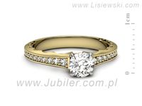 Pierścionek z diamentami żółte i białe złoto próba 585 - p16501zb- 2