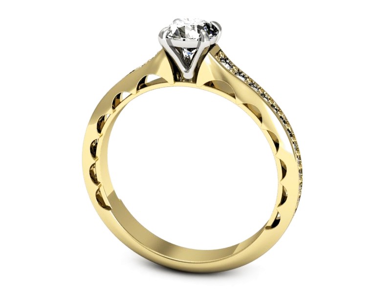 Pierścionek z diamentami żółte i białe złoto - p16501zb — zdjęcie 3