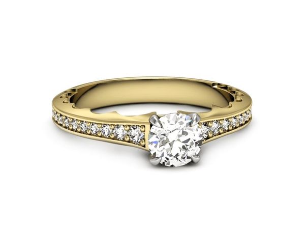 Pierścionek z diamentami żółte i białe złoto 585 - p16501zb