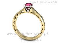 Pierścionek z rubinem i diamentami w żółtym i białym złocie - p16501zbr- 3