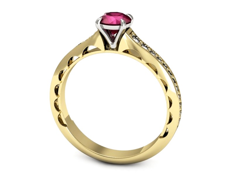 Pierścionek z rubinem i diamentami - p16501zbr — zdjęcie 3