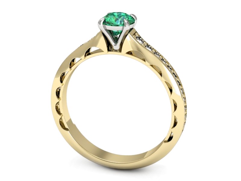 Złoty pierścionek ze szmaragdem i brylantami - p16501zbsm — zdjęcie 3