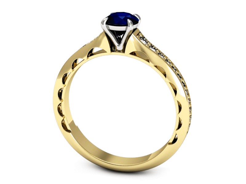 Złoty pierścionek z szafirem i brylantami - p16501zbsz — zdjęcie 3