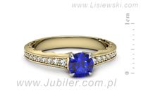 Pierścionek z szafirem i diamentami z żółtego i białego złota - p16501zbszc- 2