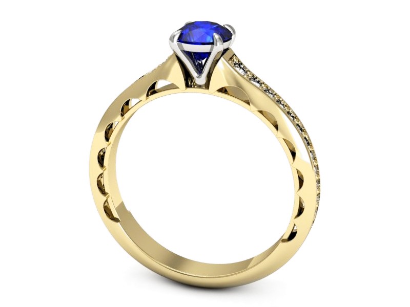 Pierścionek z szafirem i diamentami - p16501zbszc — zdjęcie 3