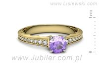 Pierścionek z tanzanitem i brylantami z żółte białe złota - p16501zbt- 2