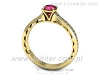 Złoty pierścionek z rubinem i brylantami złoto proba 585 - p16501zr- 3