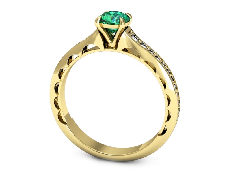 Złoty pierścionek ze szmaragdem i brylantami - p16501zsm — zdjęcie 3