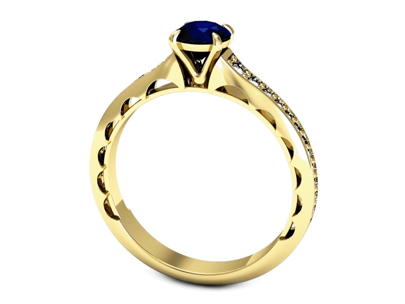 Złoty pierścionek z szafirem i brylantami - p16501zsz — zdjęcie 3