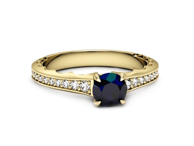 Złoty pierścionek z szafirem i brylantami - p16501zsz — zdjęcie 2